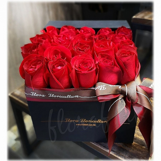 香港盒裝玫瑰 - 紅玫瑰花盒花 
